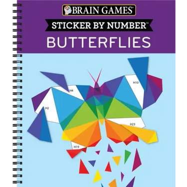 Brain Games - Sticker by Number: Butterflies (14 Images to Sticker)