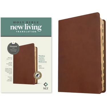 NLT Thinline Center-Column Reference Bible, Filament Enabled (Leatherlike, Rustic Brown, Indexed, Red Letter)