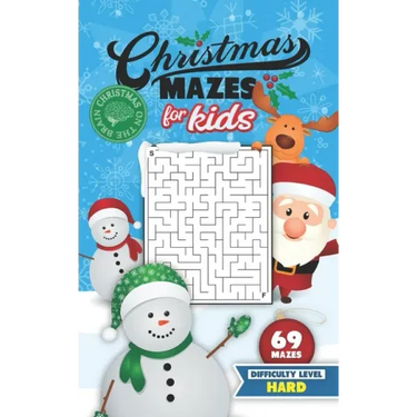 Christmas Mazes for Kids 69 Mazes Difficulty Level Hard: Fun Maze Puzzle Activity Game Books for Children - Holiday Stocking Stuffer Gift Idea - Snowm