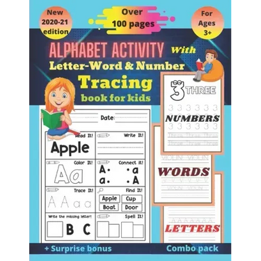 Alphabet activity with letter-word and number tracing book for kids: Full brain exercise for kindergarten, preschoolers(alphabet activity book, letter