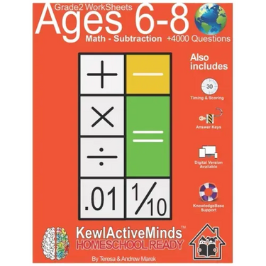 Grade 2 Worksheets - Math Subtraction, HomeSchool Ready +4000 Questions: Includes Timing & Scoring, Answer Keys, Knowledgebase Support
