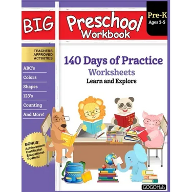 Big Preschool Workbook: Ages 3 - 5, 140+ Days of PreK Learning Materials, Fun Homeschool Curriculum Activities Help Pre K Kids Prep With Lette