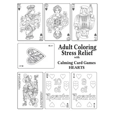Adult Coloring Stress Relief with Calming Card Games: Hearts