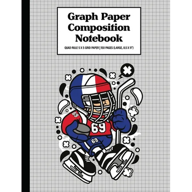 Graph Paper Composition Notebook Quad Rule 5x5 Grid Paper - 150 Sheets (Large, 8.5 x 11"): Hockey Kid France