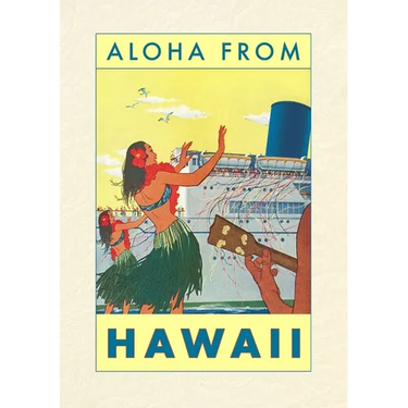 Vintage Lined Notebook Aloha from Hawaii, Hawaiian Girls Greeting Cruise Ship