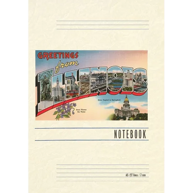 Vintage Lined Notebook Greetings from Illinois