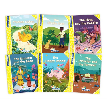Jolly Phonics Folktales Yellow Readers (Level 2) Complete Set (1-6): In Print Letters (American English Edition)