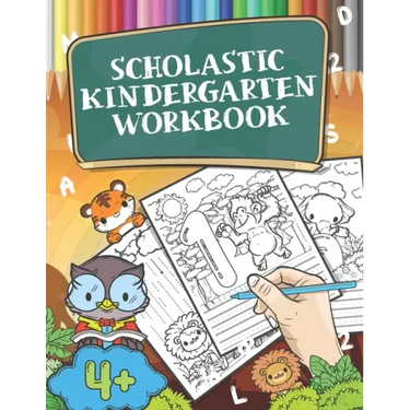 Scholastic Kindergarten Workbook: Handwriting Practice Book, Tracing Letters and Numbers, Farm Animal Activity Book for Kids Age 4-5