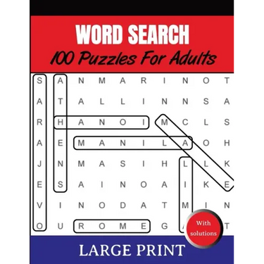 Word Search Puzzles For Adults Large Print With Solutions: Word Search Book for Adults, Teens 100 Puzzles Games with Solutions Cleverly Hidden Word Se