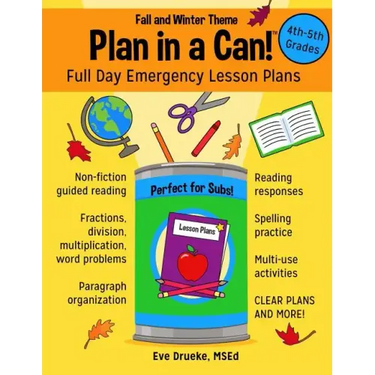 Plan in a Can! 4th & 5th Grades: Full Day Emergency Lesson Plans: Fall & Winter Theme