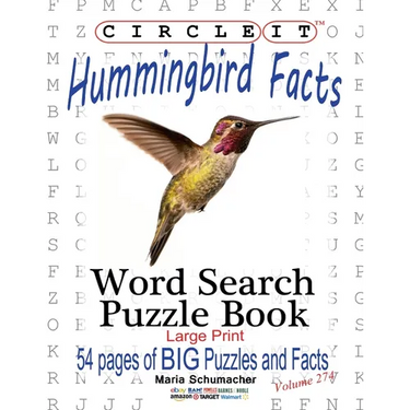 Circle It, Hummingbird Facts, Word Search, Puzzle Book