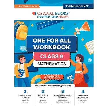 Oswaal NCERT & CBSE One For All Workbook Mathematics Class 6 Updated As Per NCF MCQ's VSA SA LA For Latest Exam