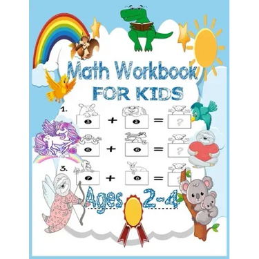 Math Workbook for kids Ages 2-4: Preschool mathematics book with numbers tracking and matching activities with pictures, animals and coloring book and