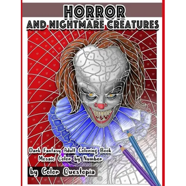 Horror and Nightmare Creatures Mosaic Color by Number Dark Fantasy Adult Coloring Book