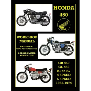 HONDA 450 WORKSHOP MANUAL CB450 & CL450 K0 to K7 4 SPEED & 5 SPEED 1965-1974