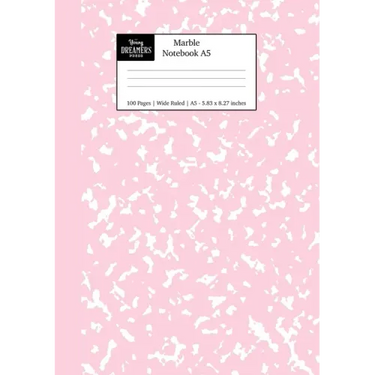 Marble Notebook A5: Pastel Pink Marble Wide Ruled Journal