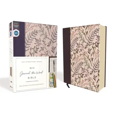 NIV, Journal the Word Bible, Cloth Over Board, Pink Floral, Red Letter Edition, Comfort Print: Reflect, Take Notes, or Create Art Next to Your Favorit