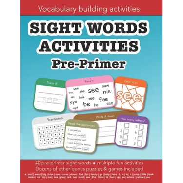 Sight Words Pre-primer vocabulary building activities: Education resources by Bounce Learning Kids