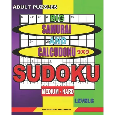 Adult puzzles. Big Samurai and Calcudoku 9x9 Sudoku. Medium - hard levels.: Very large font.