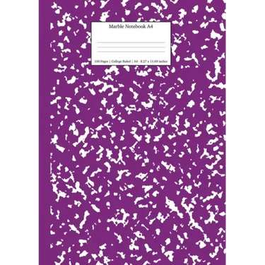Marble Notebook A4: Purple Marble College Ruled Journal