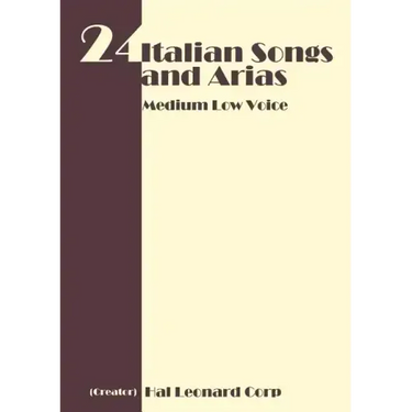 24 Italian Songs and Arias - Medium Low Voice