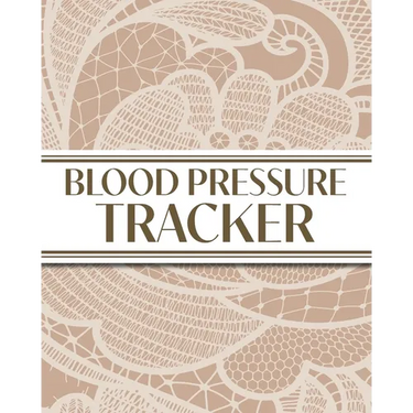 XL Large Print 1-Year Blood Pressure Tracker (Beige Lace): 8"x10" 52+ Extra Weeks Large Daily Blood Pressure Logbook Tracker Complete with Monthly Tre
