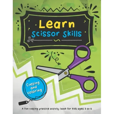 Learn Scissor Skills: 48 fun cutting and coloring activities for kids who are learning how to use scissors.