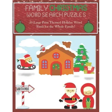 Family Christmas Word Search Puzzles: 50 Large Print Themed Holiday Word Finds for the Whole Family, 8.5 x 11 Fun, Adults and Kids with Bonus Coloring