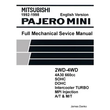 Mitsubishi Pajero Mini 660cc English Mechanical Factory Service Manual