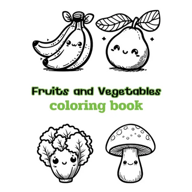 Fruits and Vegetables coloring book: Children's coloring pages + word search puzzles