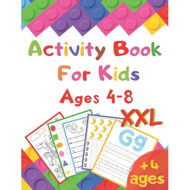 Activity Book For Kids Ages 4-8 XXL: I learn alphabet, numbers, shapes, lines, mathematics, coloring, mazes ... - Very complete educational book - vac
