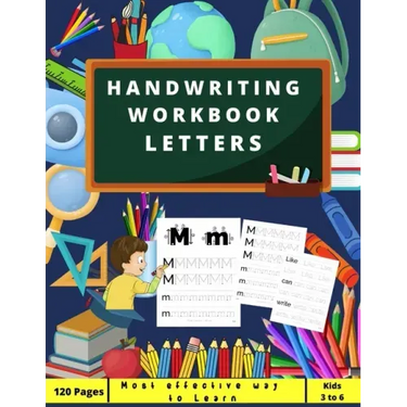 Handwriting Workbook LETTERS: Preschool, Kindergarten, Pre K writing paper with lines, suitable for kids ages 3 to 6, handwriting upper&lowercase tr