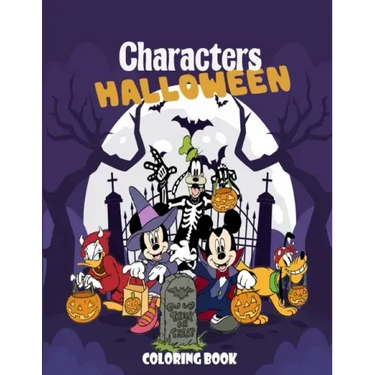 Characters Halloween Coloring Book: Wonderful Halloween coloring book. Lots of fun and easy cartoon character designs for kids, toddlers and preschool