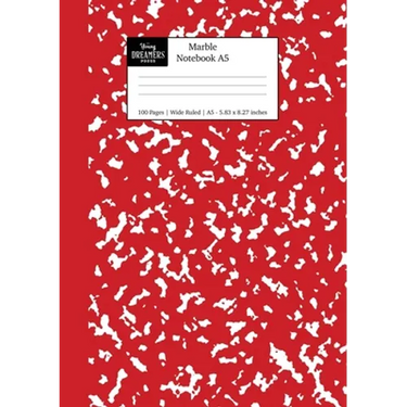 Marble Notebook A5: Red Marble Wide Ruled Journal