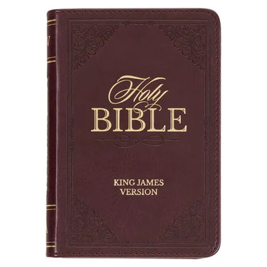 KJV Holy Bible, Mini Pocket Size, Faux Leather Red Letter Edition - Ribbon Marker, King James Version, Burgundy