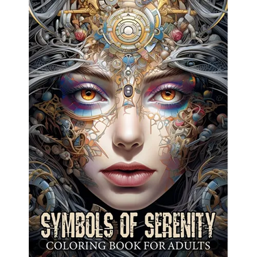 Symbols of Serenity: Coloring Book for Adults Featuring Depictions of Women's Faces, Adorned by Various Artifacts, Mandalas, Flowers, Patte