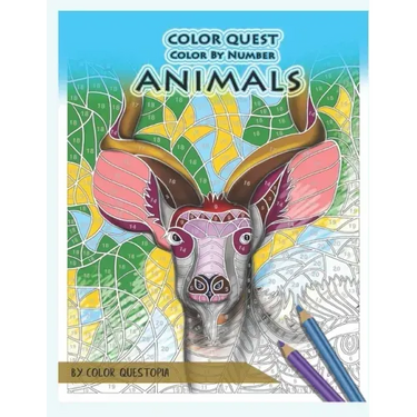 Color Quest Color by Number Animals: Jumbo Adult Coloring Book for Stress Relief