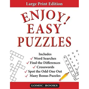 Enjoy! Easy Puzzles: Includes Word Searches, Spot the Odd One Out, Crosswords, Find the Differences and Many Bonus Puzzles