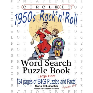 Circle It, 1950s Rock'n'Roll, Word Search, Puzzle Book