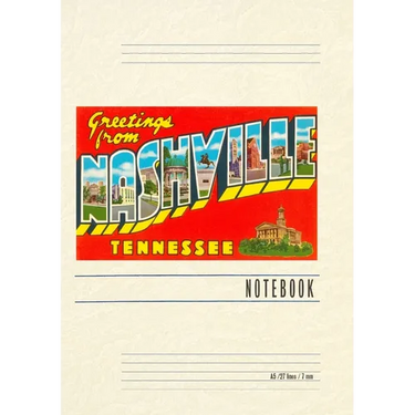 Vintage Lined Notebook Greetings from Nashville, Tennessee