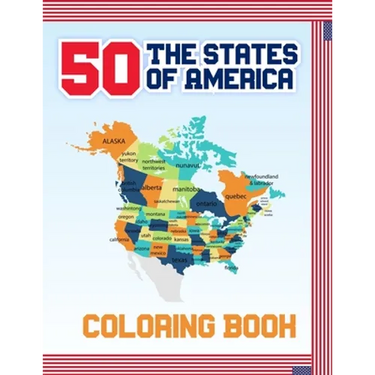 50 The States of America Coloring Book: Fifty State Maps with Capitals & Symbols like Motto Bird Mammal Flower Insect Butterfly or Fruit Perfect Easy