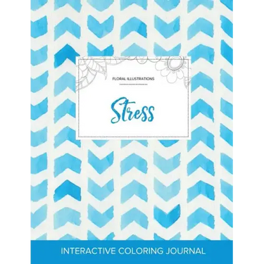 Adult Coloring Journal: Stress (Floral Illustrations, Watercolor Herringbone)