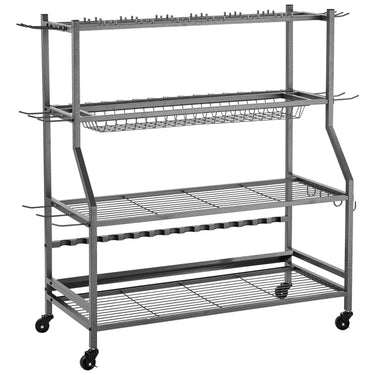 15 Pole Fishing Rod Holder Fishing Rack Cart Organizer with Wheels for Garage