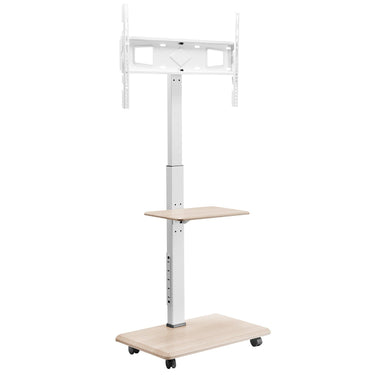 Rolling TV Stand, Mobile TV Cart for 32-70 Inch Screens, 25° Left-Right Rotation and Height Adjustable TV Mount with Tray, Holds up to 88 lbs for Corner, Bedroom, Outdoor, Max VESA 600x400mm