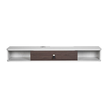 Floating TV Stand, 47 in Wall Mount Entertainment Center with Cable Hole, Modern Floating TV Shelf with Storage Cabinet, Particle Board Console for DVD Player, Cable Box, Game Console, White
