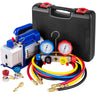 Vacuum Pump 4.8CFM 1/3 HP Single Stage HVAC A/C Refrigeration Kit 5PA Ultimate Vacuum Manifold Gauge Set R410A R134A R22 HVAC AC, 4-Way Manifold Gauge and Hose for Air Conditioning Systems