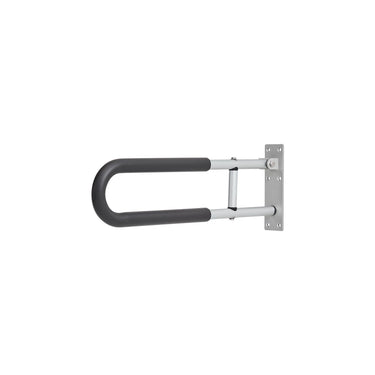 Toilet Safety Rail, 23.8 Inch U-Shaped Handicap Grab Bar, Foldable Senior Safety Pole, Flip Up Toilet Grab Bar with Anti-Slip Support Handle, 300 Lb Load Capacity for Elderly, Disabled, Pregnant