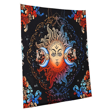 Sun and Moon Tapestry Psychedelic Mystic Floral Aesthetic Vintage Tapestry