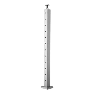 Cable Railing Post, 42x2x2 Inch Level Deck Stair Posts, 1-Pack Stainless Steel Cable Handrail Post, Pre-Drilled Pickets with Mounting Bracket Stair Railing Kit, Silver, 1JZLGZXYS1061EF8W001V0