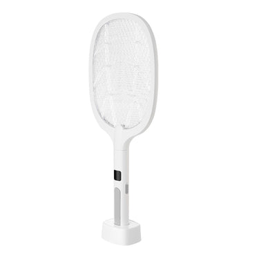 Electric Fly Swatter 3 Layers Mesh & Screen Display 1500mAh Battery White